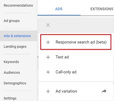 google ads responsive search-ad beta