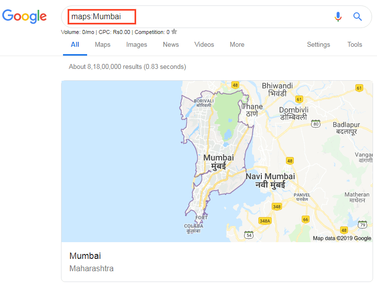 maps google search oprators