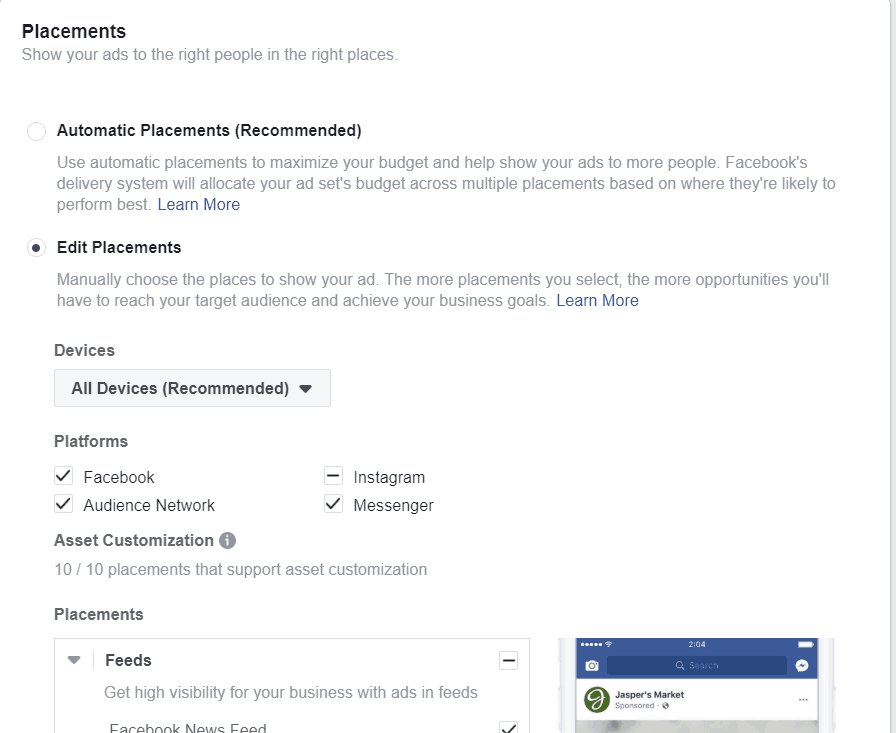 facebook ads placement guide