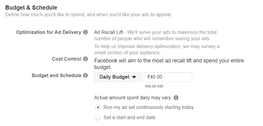 facebook ads campaign budget and schedule 
